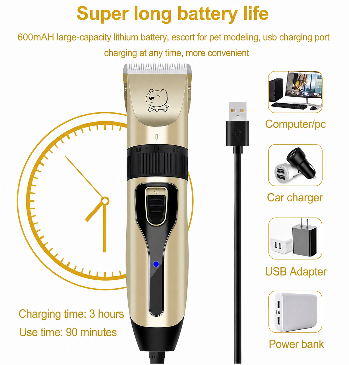 PetHarbor™ Professional Cordless Pet Hair Clipper – USB Rechargeable Grooming Trimmer for Dogs & Cats