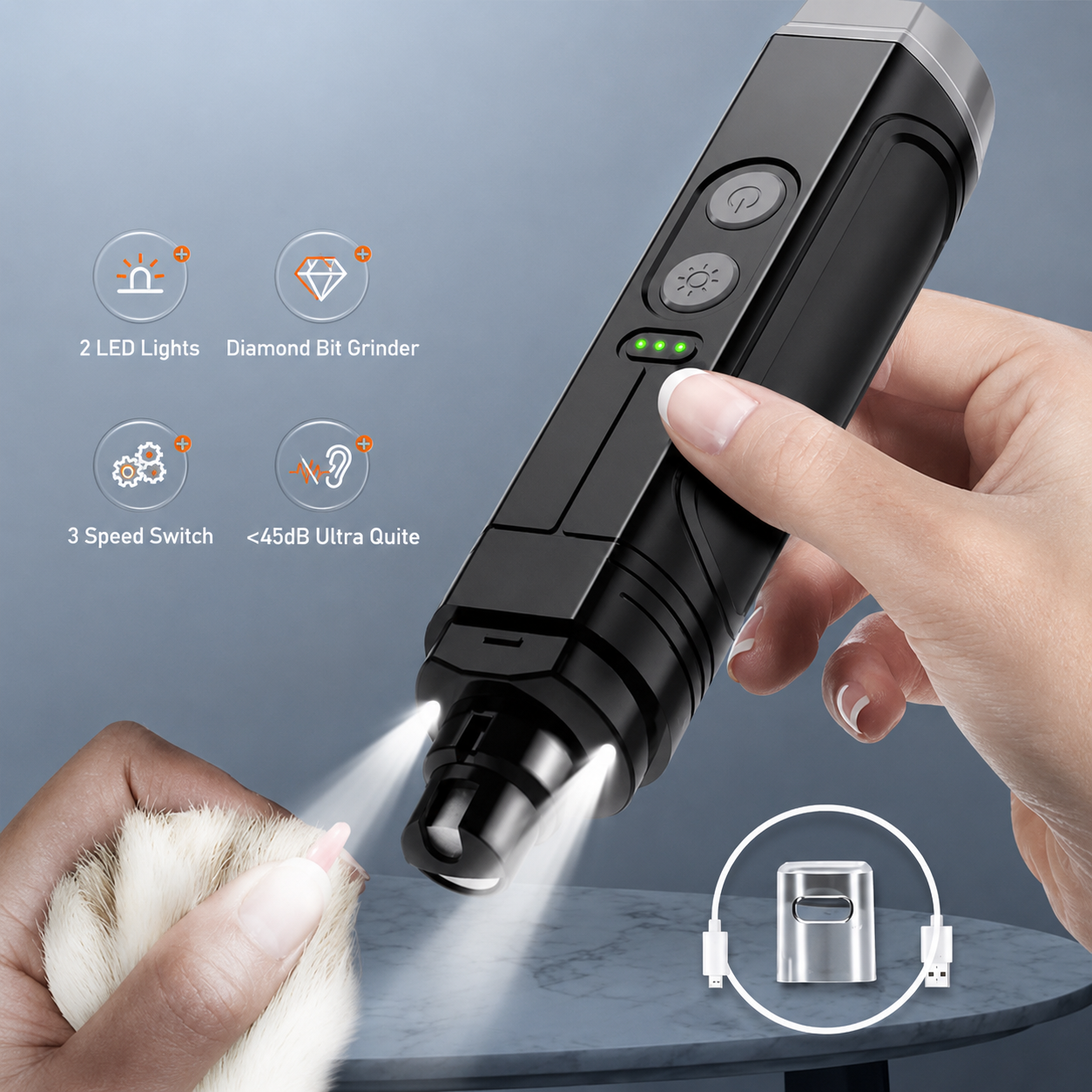 PetHarbor™ Professional Rechargeable Pet Nail Grinder